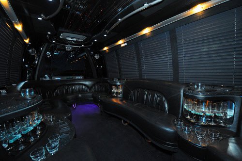 Interior of bus limo