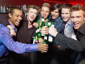 guys having fun at bachelor party